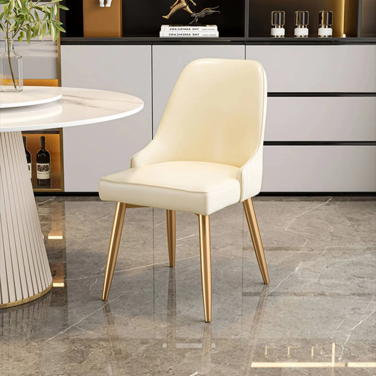 Luxurious Sintered Stone Dining Table with Chic Faux Leather Finish fel-1971