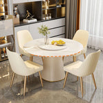 Luxurious Sintered Stone Dining Table with Chic Faux Leather Finish fel-1971