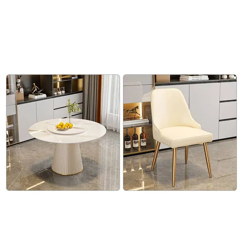 Luxurious Sintered Stone Dining Table with Chic Faux Leather Finish fel-1971