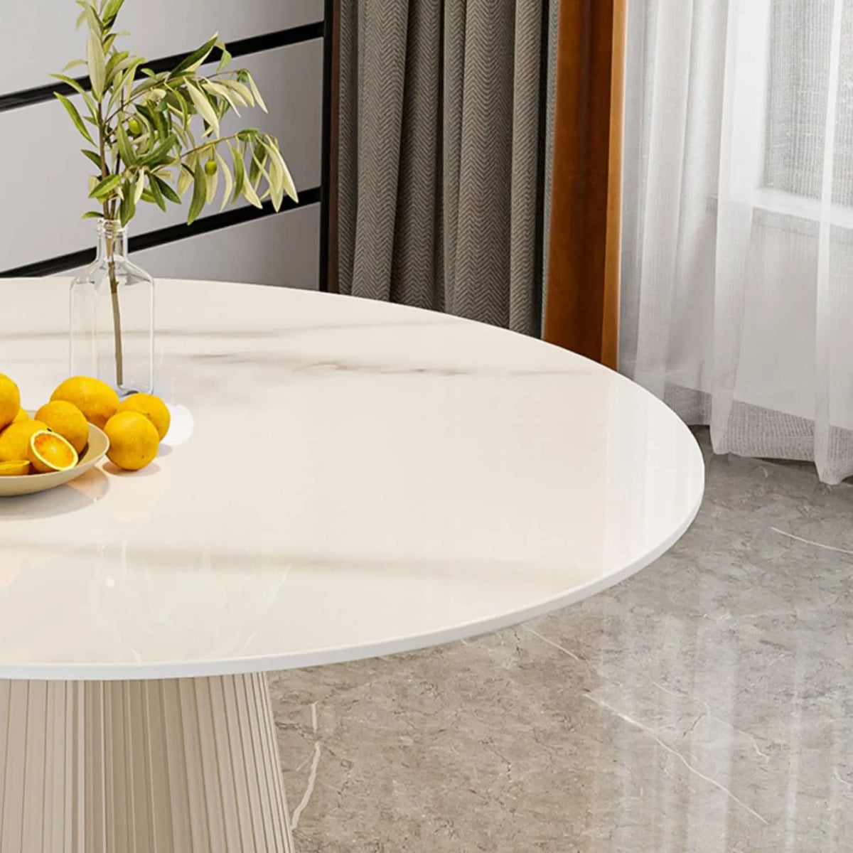 Luxurious Sintered Stone Dining Table with Chic Faux Leather Finish fel-1971