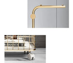 Stylish Gold Metal Coat Hanger with Storage Basket - Elegant Clothing Rack for Modern Bedrooms fel-1974