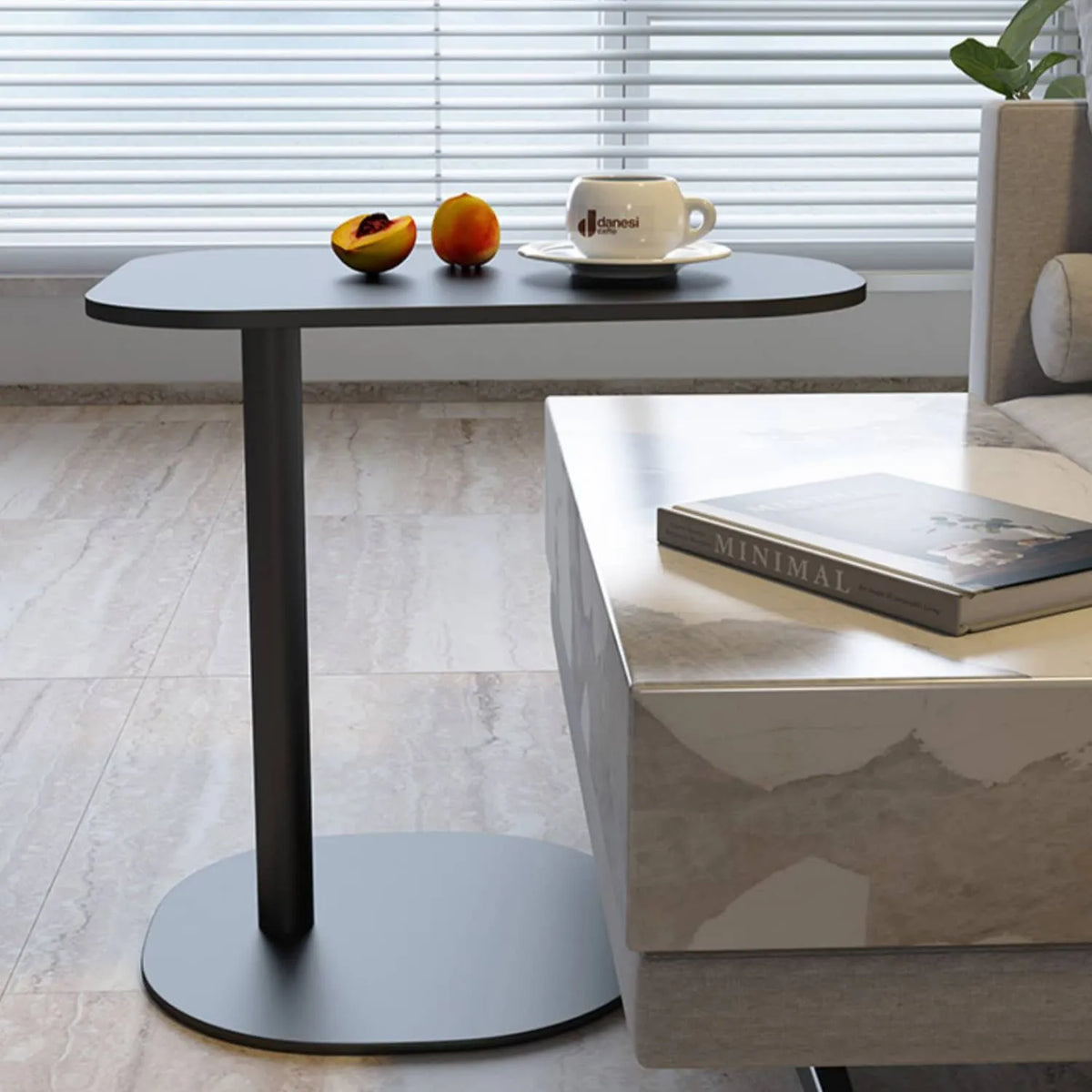 Modern Black Sintered Stone Tea Table - Stylish and Durable Design for Any Space fel-1982