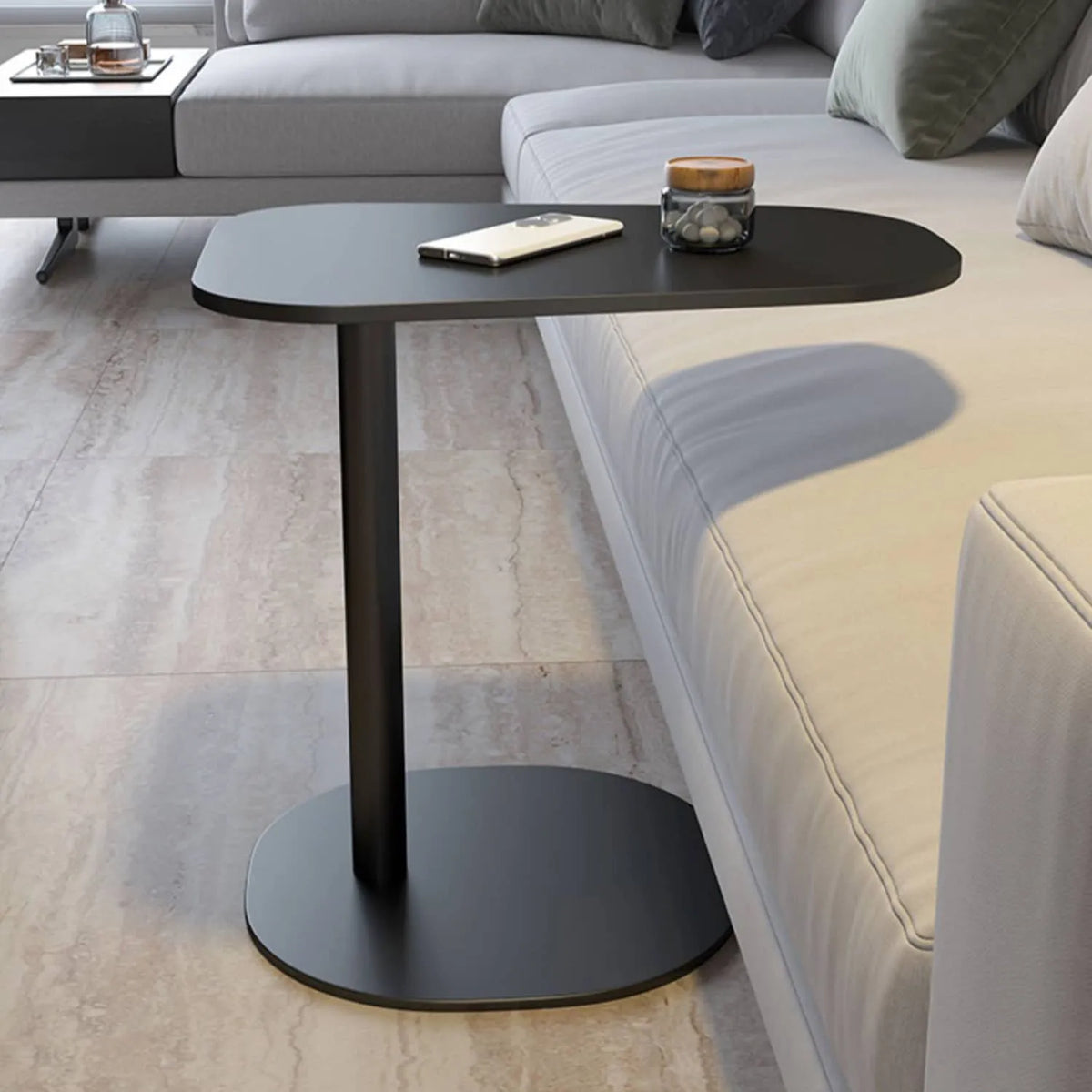Modern Black Sintered Stone Tea Table - Stylish and Durable Design for Any Space fel-1982