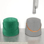 Stylish Cotton Linen Stools with Leather Strap – Perfect for Modern Living Spaces fel-1991