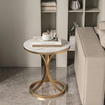 Luxurious Sintered Stone Tea Table with Elegant Gold Base - Perfect for Modern Living Spaces fel-2006