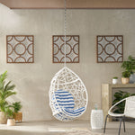 Teardrop Hanging Chair with Water-Resistant Cushions and Wicker Weave 70770.00WBLU-djyc