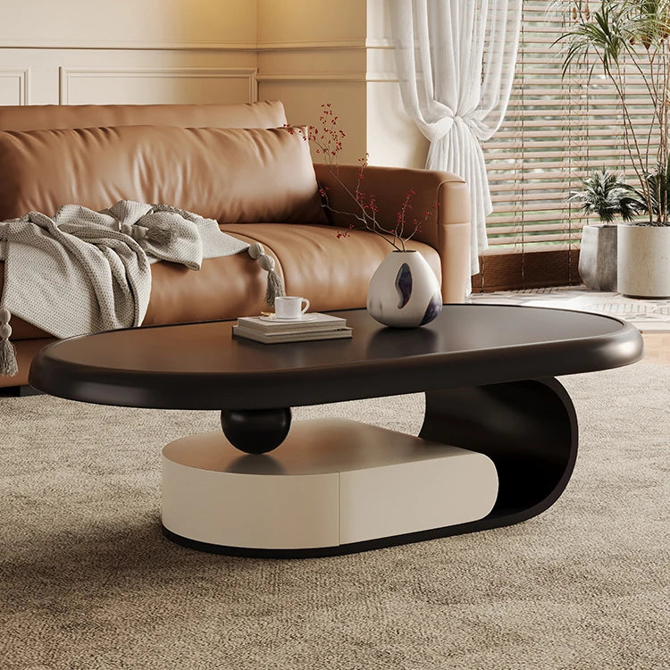Modern Solid Wood Tea Table with Unique Curved Design - Perfect for Stylish Living Rooms fhj-4491