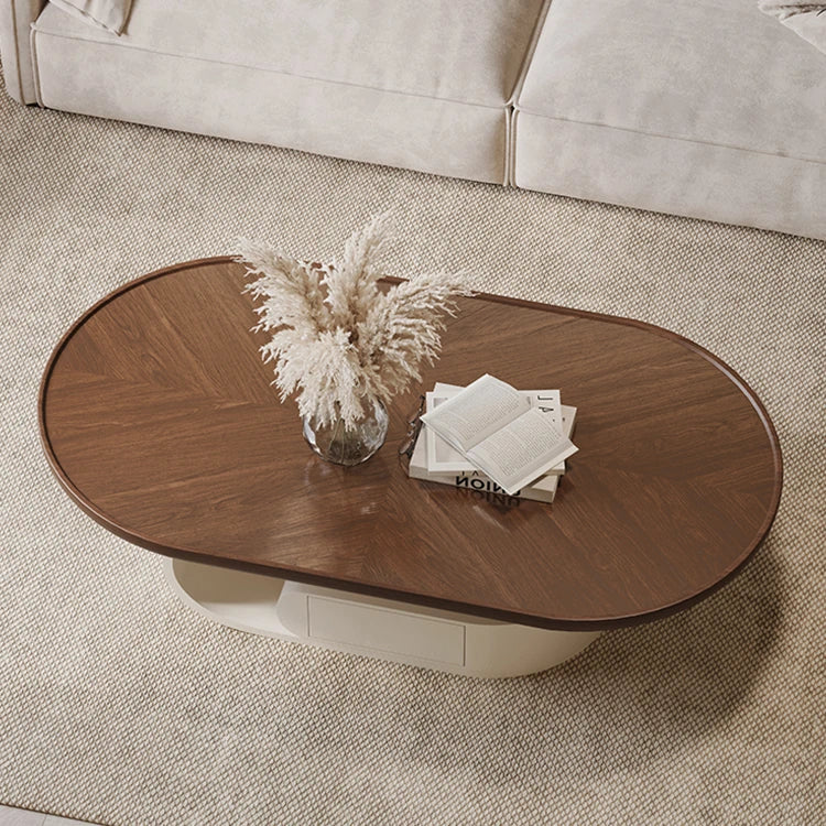 Stylish Solid Wood Tea Table with Modern Sculptural Base - Perfect for Living Rooms fhj-4492