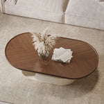 Stylish Solid Wood Tea Table with Modern Sculptural Base - Perfect for Living Rooms fhj-4492