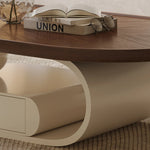 Stylish Solid Wood Tea Table with Modern Sculptural Base - Perfect for Living Rooms fhj-4492