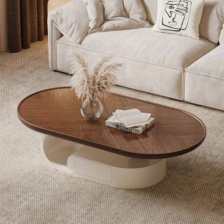 Stylish Solid Wood Tea Table with Modern Sculptural Base - Perfect for Living Rooms fhj-4492