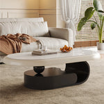 Modern Tea Table with Solid Wood and Ceramic Sintered Stone Top fhj-4494