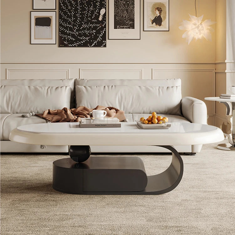 Modern Tea Table with Solid Wood and Ceramic Sintered Stone Top fhj-4494