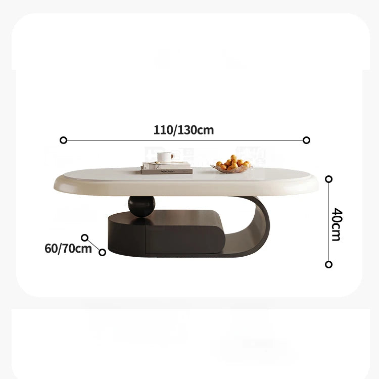 Modern Tea Table with Solid Wood and Ceramic Sintered Stone Top fhj-4494