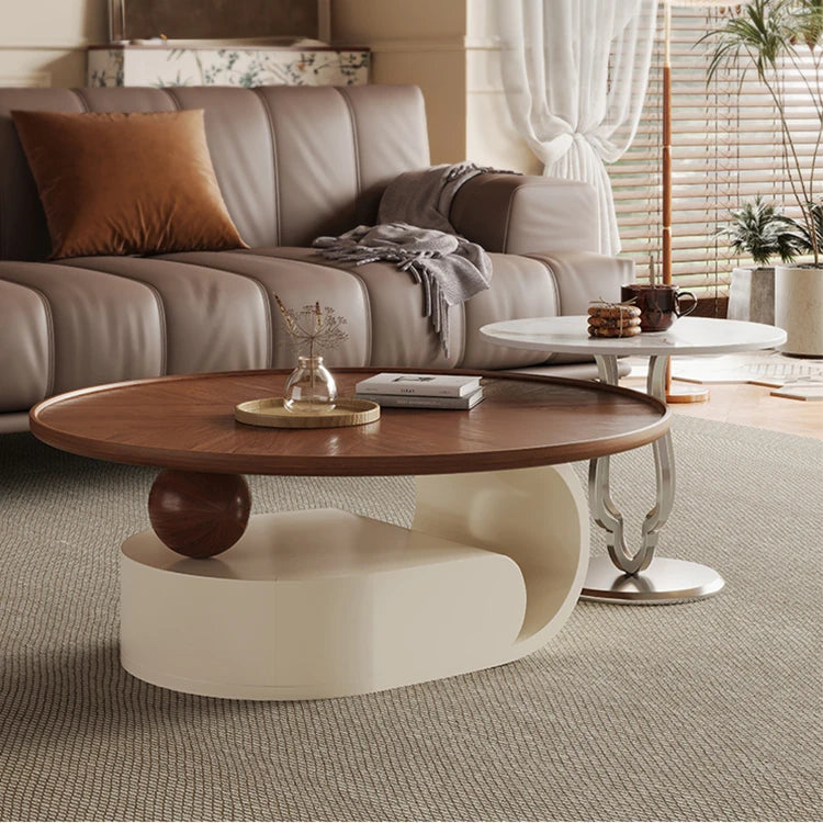 Modern Luxury Tea Table | Ceramic Sintered Stone & Solid Wood Design fhj-4495