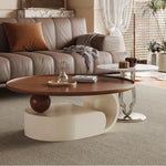 Modern Luxury Tea Table | Ceramic Sintered Stone & Solid Wood Design fhj-4495