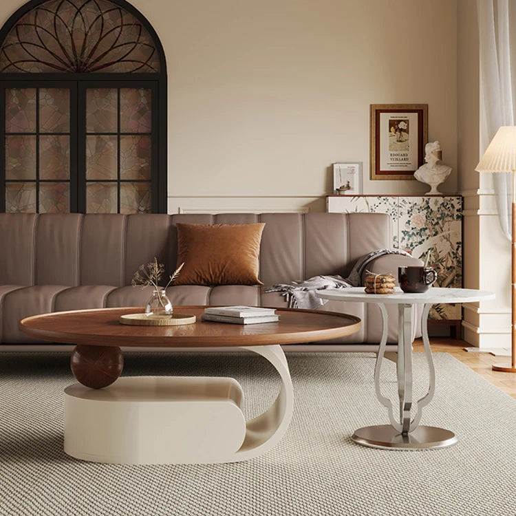 Modern Luxury Tea Table | Ceramic Sintered Stone & Solid Wood Design fhj-4495