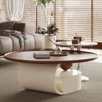 Modern Luxury Tea Table | Ceramic Sintered Stone & Solid Wood Design fhj-4495