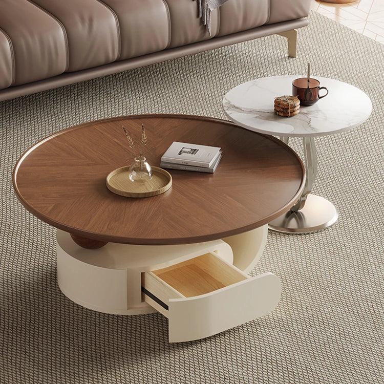 Modern Luxury Tea Table | Ceramic Sintered Stone & Solid Wood Design fhj-4495