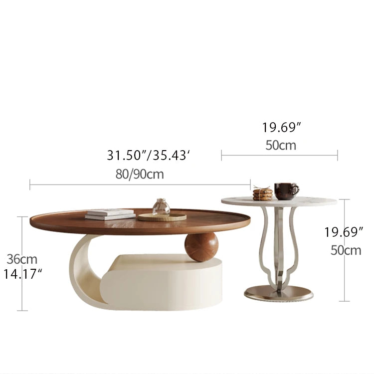 Modern Luxury Tea Table | Ceramic Sintered Stone & Solid Wood Design fhj-4495