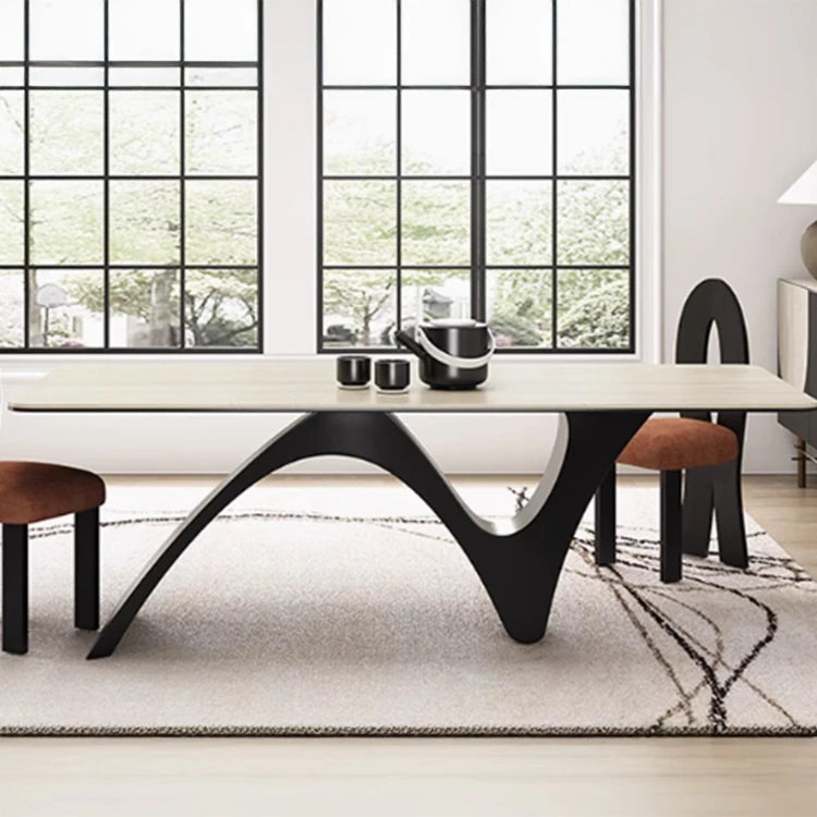 Elegant Ceramic Sintered Stone Multi-layer Dining Table - Modern Design for Stylish Homes fhmj-5027