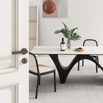Stylish Ceramic Sintered Stone Dining Table with Modern Black Base - Perfect for Contemporary Home Decor fhmj-5028