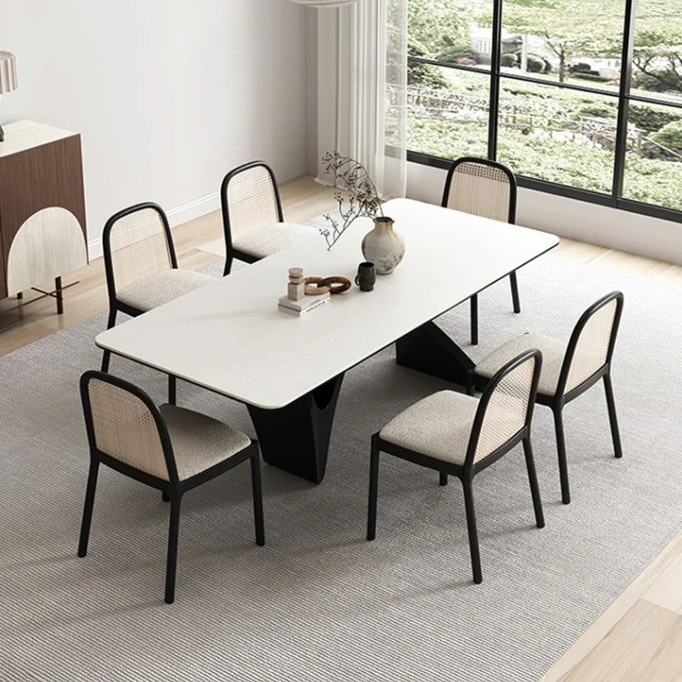 Stylish Ceramic Sintered Stone Dining Table with Modern Black Base - Perfect for Contemporary Home Decor fhmj-5028