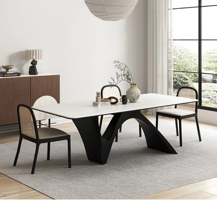 Stylish Ceramic Sintered Stone Dining Table with Modern Black Base - Perfect for Contemporary Home Decor fhmj-5028