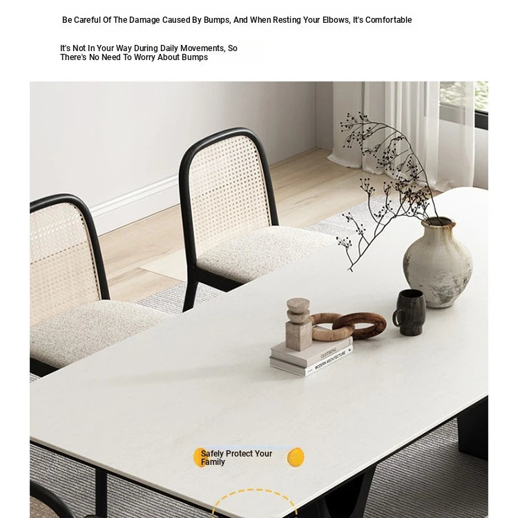Stylish Ceramic Sintered Stone Dining Table with Modern Black Base - Perfect for Contemporary Home Decor fhmj-5028