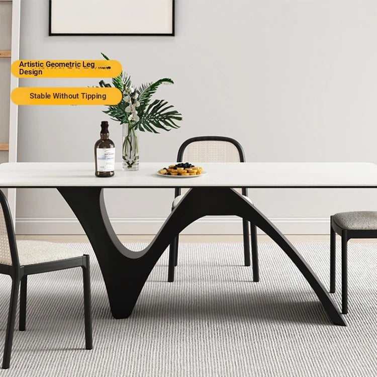 Stylish Ceramic Sintered Stone Dining Table with Modern Black Base - Perfect for Contemporary Home Decor fhmj-5028