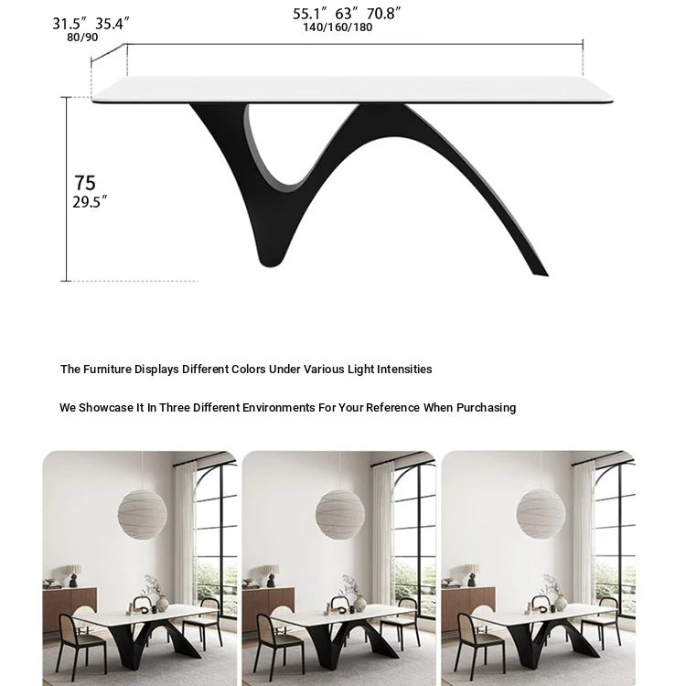 Stylish Ceramic Sintered Stone Dining Table with Modern Black Base - Perfect for Contemporary Home Decor fhmj-5028