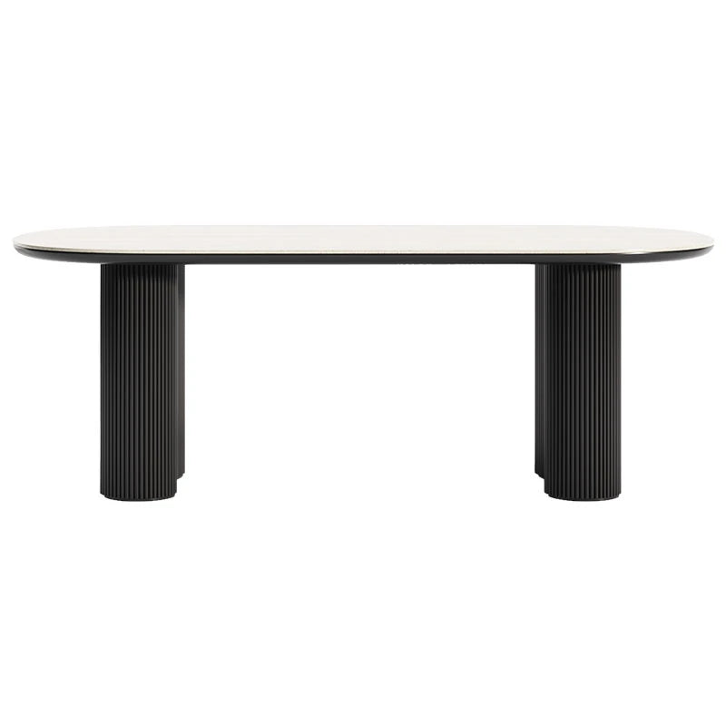 Stylish Oval Ceramic Sintered Stone Dining Table - Modern Multi-Layer Design for Elegant Interiors fhmj-5029