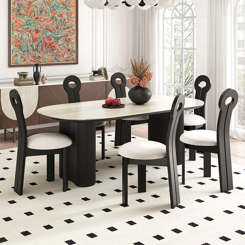 Stylish Oval Ceramic Sintered Stone Dining Table - Modern Multi-Layer Design for Elegant Interiors fhmj-5029