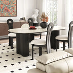 Stylish Oval Ceramic Sintered Stone Dining Table - Modern Multi-Layer Design for Elegant Interiors fhmj-5029