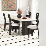 Stylish Oval Ceramic Sintered Stone Dining Table - Modern Multi-Layer Design for Elegant Interiors fhmj-5029