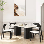 Elegant Ash Wood Table with Ceramic Sintered Stone Top - Modern Multi-Layer Design for Dining or Workspace fhmj-5030