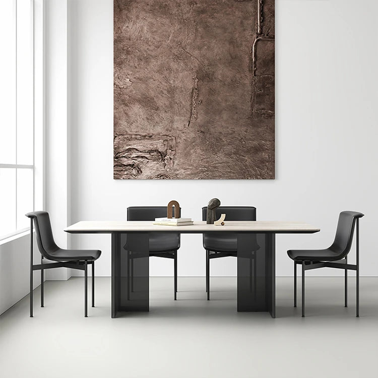 Elegant Ceramic Sintered Stone Dining Table with Multi-Layer Board and Acrylic Finish - Modern Design for Stylish Interiors fhmj-5031