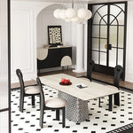 Stylish Ceramic Sintered Stone Multi-layer Dining Table with Unique Stainless Base - Perfect for Modern Interiors! fhmj-5032