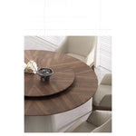 Elegant Round Solid Wood Dining Table with Synthetic Leather Base - Modern Multi-Layer Design for Chic Interiors fhmj-5034