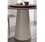 Elegant Round Solid Wood Dining Table with Synthetic Leather Base - Modern Multi-Layer Design for Chic Interiors fhmj-5034