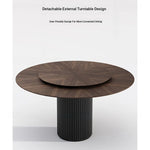 Modern Ash Wood Round Dining Table with Multi-Layer Board and Aluminum Alloy Base – Stylish & Durable Design for Your Home fhmj-5035