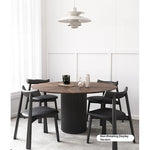 Modern Ash Wood Round Dining Table with Multi-Layer Board and Aluminum Alloy Base – Stylish & Durable Design for Your Home fhmj-5035