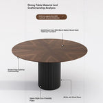 Modern Ash Wood Round Dining Table with Multi-Layer Board and Aluminum Alloy Base – Stylish & Durable Design for Your Home fhmj-5035