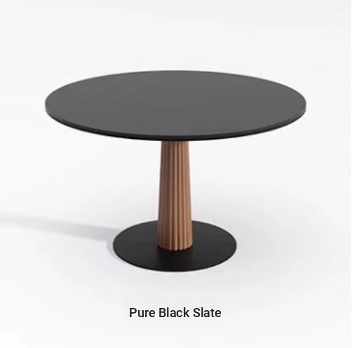 Elegant Round Ash Wood Table with Ceramic Sintered Stone Top – Modern Multi-layer Design for Living Room or Dining Space fhmj-5036