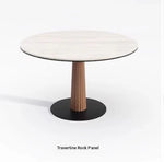 Elegant Round Ash Wood Table with Ceramic Sintered Stone Top – Modern Multi-layer Design for Living Room or Dining Space fhmj-5036
