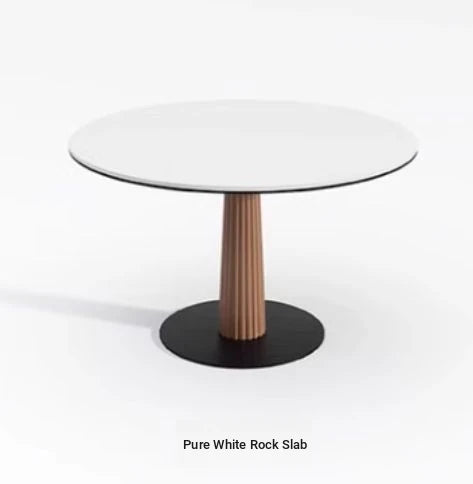 Elegant Round Ash Wood Table with Ceramic Sintered Stone Top – Modern Multi-layer Design for Living Room or Dining Space fhmj-5036
