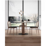 Elegant Round Ash Wood Table with Ceramic Sintered Stone Top – Modern Multi-layer Design for Living Room or Dining Space fhmj-5036