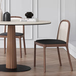 Elegant Round Ash Wood Table with Ceramic Sintered Stone Top – Modern Multi-layer Design for Living Room or Dining Space fhmj-5036