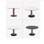 Elegant Round Ash Wood Table with Ceramic Sintered Stone Top – Modern Multi-layer Design for Living Room or Dining Space fhmj-5036