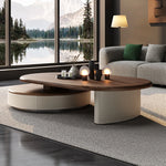 Modern Solid Wood and Multi-layer Board Tea Table with Elegant Synthetic Leather Finish – Stylish Centerpiece for Any Living Room fhmj-5037